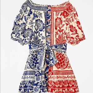 Mixed Pineapple Garden Off Shoulder Mini Dress S